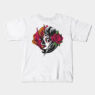 Beautiful Mexican Fire Girl Kids T-Shirt